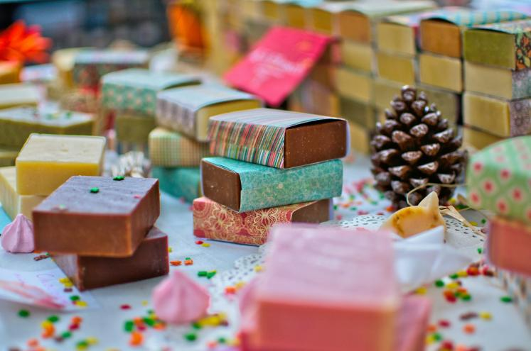 Colveyaful handmade soap bars stacked