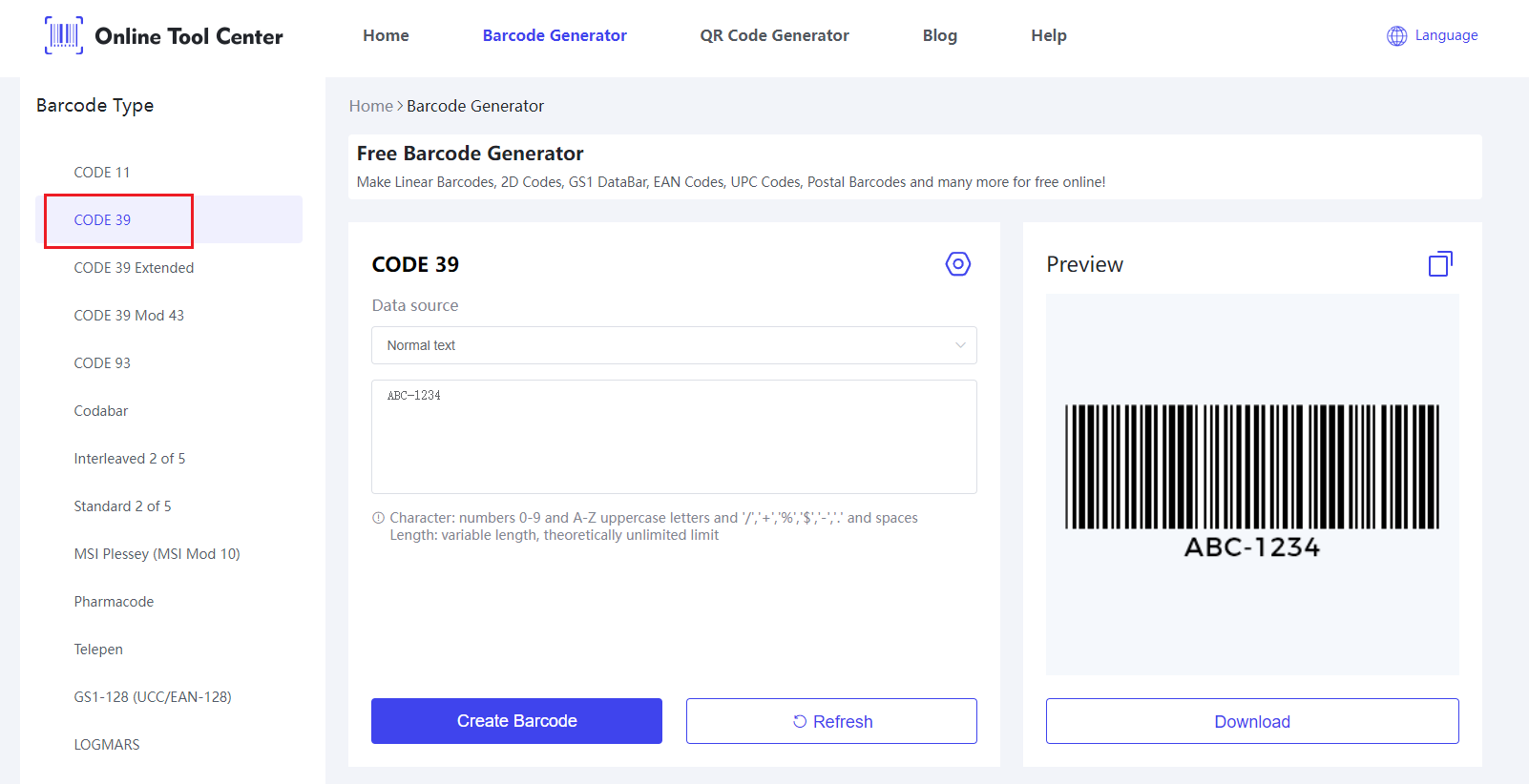 Kod 39 Barcode Generator.png