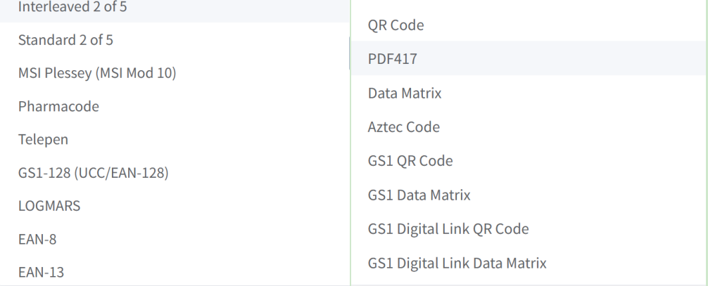 supported 1d 2d barcode formats desteklenen 1d 2d barkod formatları