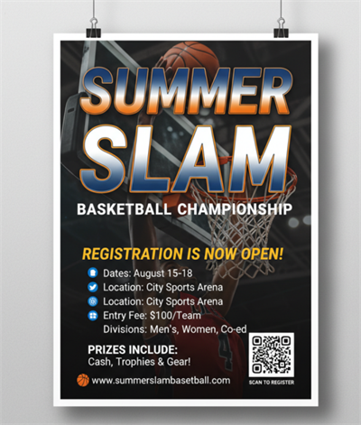 QR kodu ile basketbol turnuvası kaydı