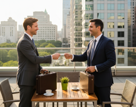 business card exchange in meeti Meeti'de kartvizit değişimi
