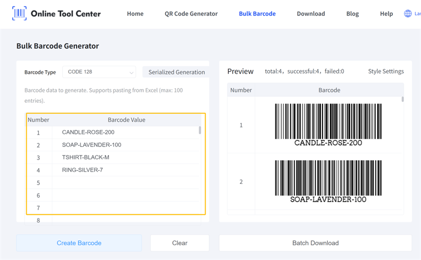 erate multiple barcodes birden fazla barkod