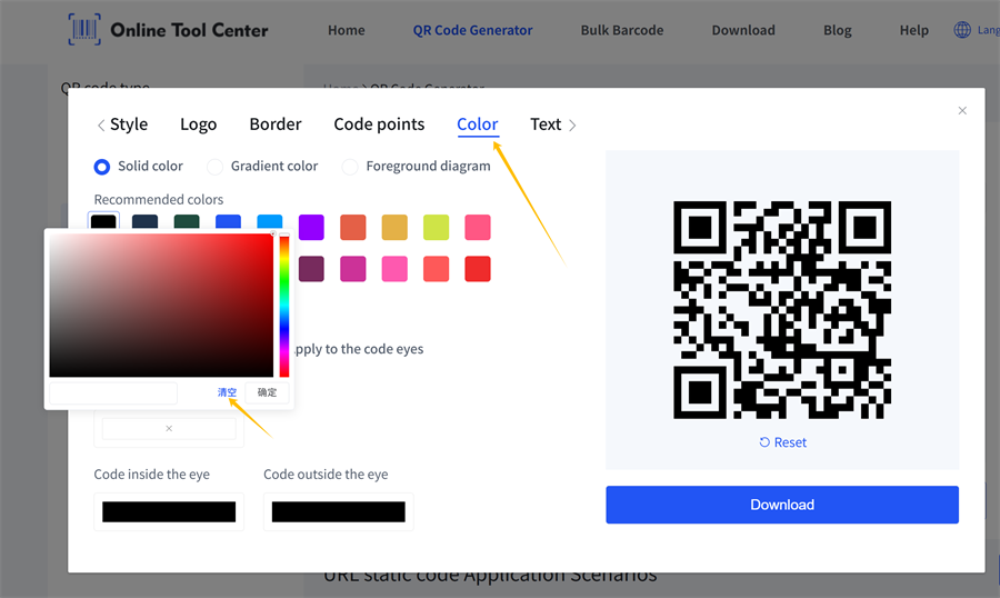 QR kodu renk seti