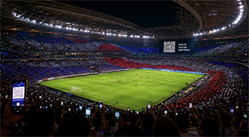 World Cup QR code light show Dünya Kupası QR kodu ışık gösterisi